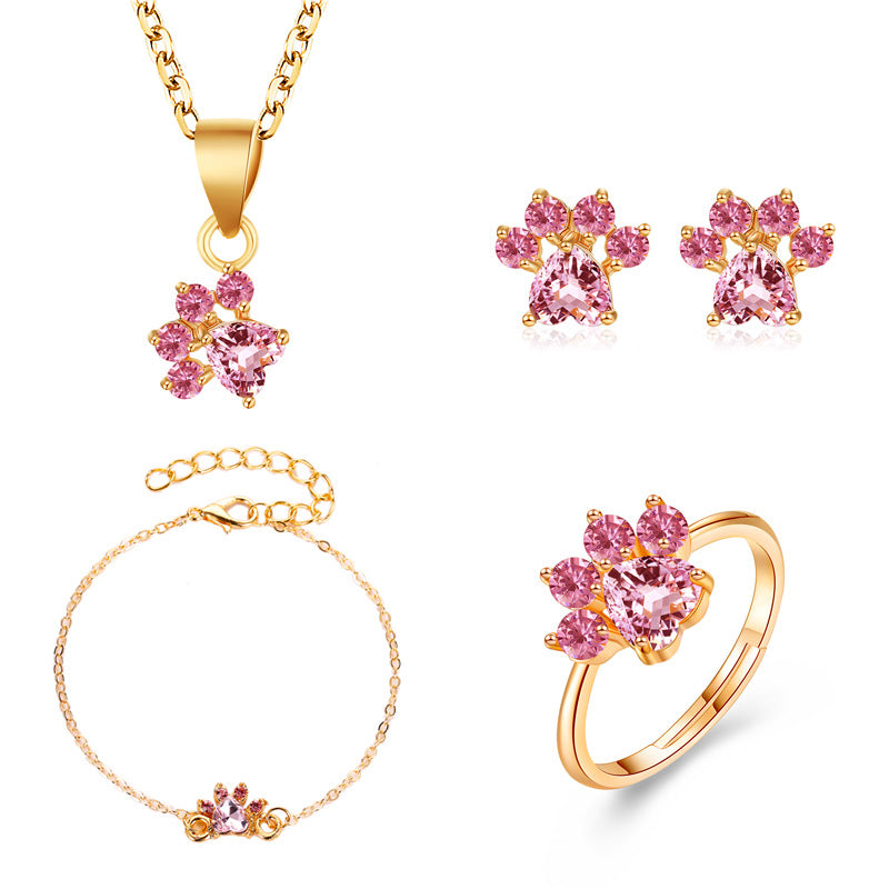 Conjunto de joyas de anillos de aleación de garra de gato de dibujos animados lindo al por mayor